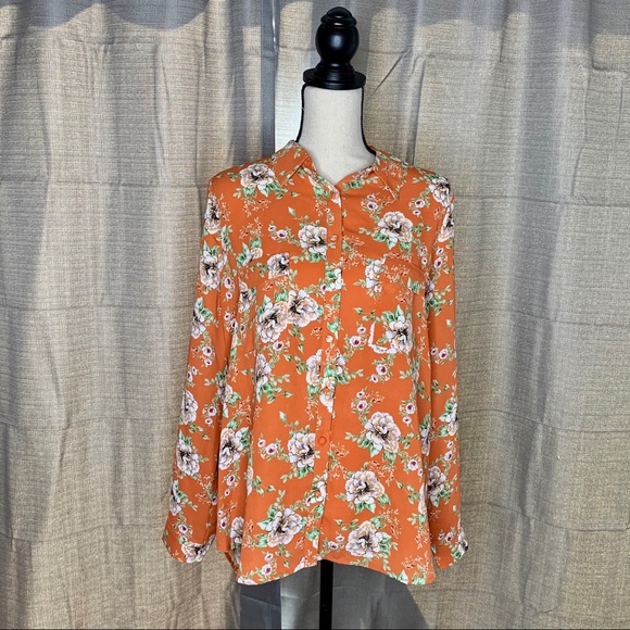 Pleione Tops - Pleione Covered Button Front Long Sleeve B…